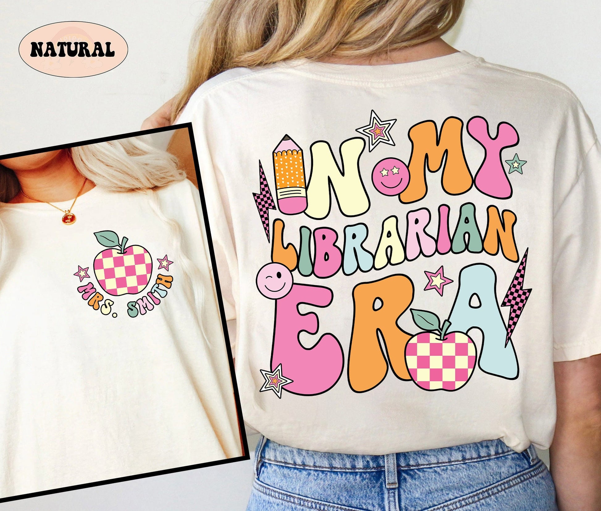 Librarian Shirt, In My Cool Librarian Era, Custom Librarian Name Shirt, Retro Teacher Era Shirt, Back To School, Teacher Appreciation Gift