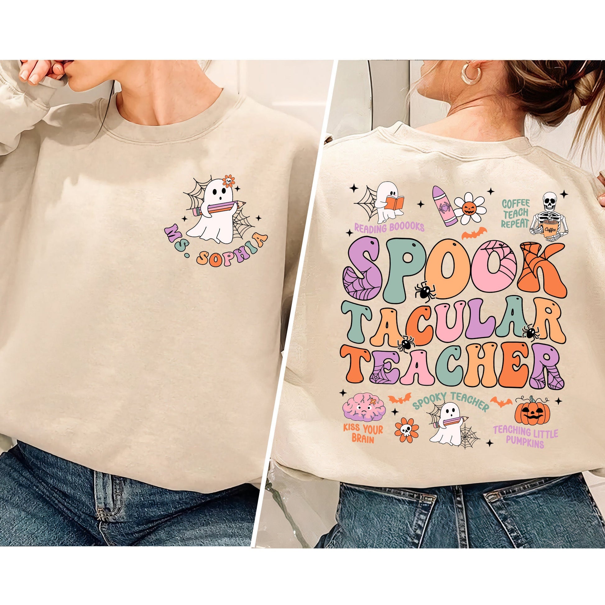 Teacher Halloween Shirt, Spooktacular Teacher Shirt, Cute Ghost Teacher Halloween Shirt, Kindergarten Teacher Tee, Teacher Halloween Gift