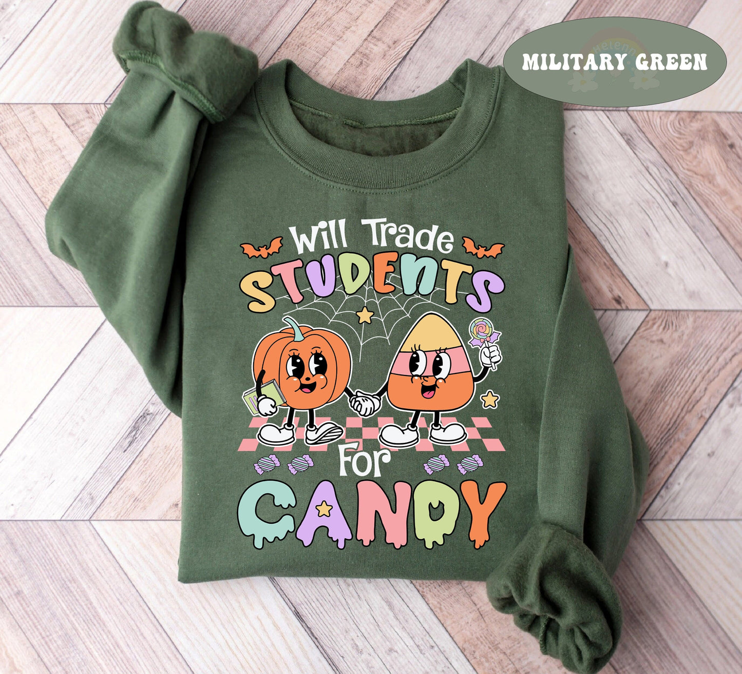 Teacher Halloween Shirt, Will Trade Students For Candy, Spooky Teacher Shirt, Teacher Halloween Gift, Halloween Kindergarten Teacher Shirt