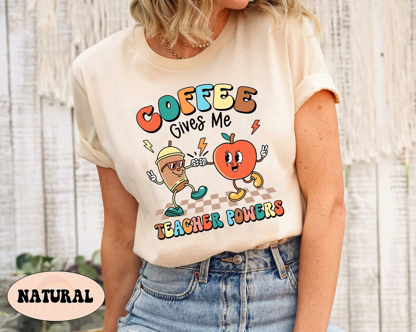 Teacher Shirt, Coffee Gives Me Teacher Powers, Half Teacher Half Coffee, Funny Teacher Shirt, Coffee Teacher, Teacher Appreciation Gift