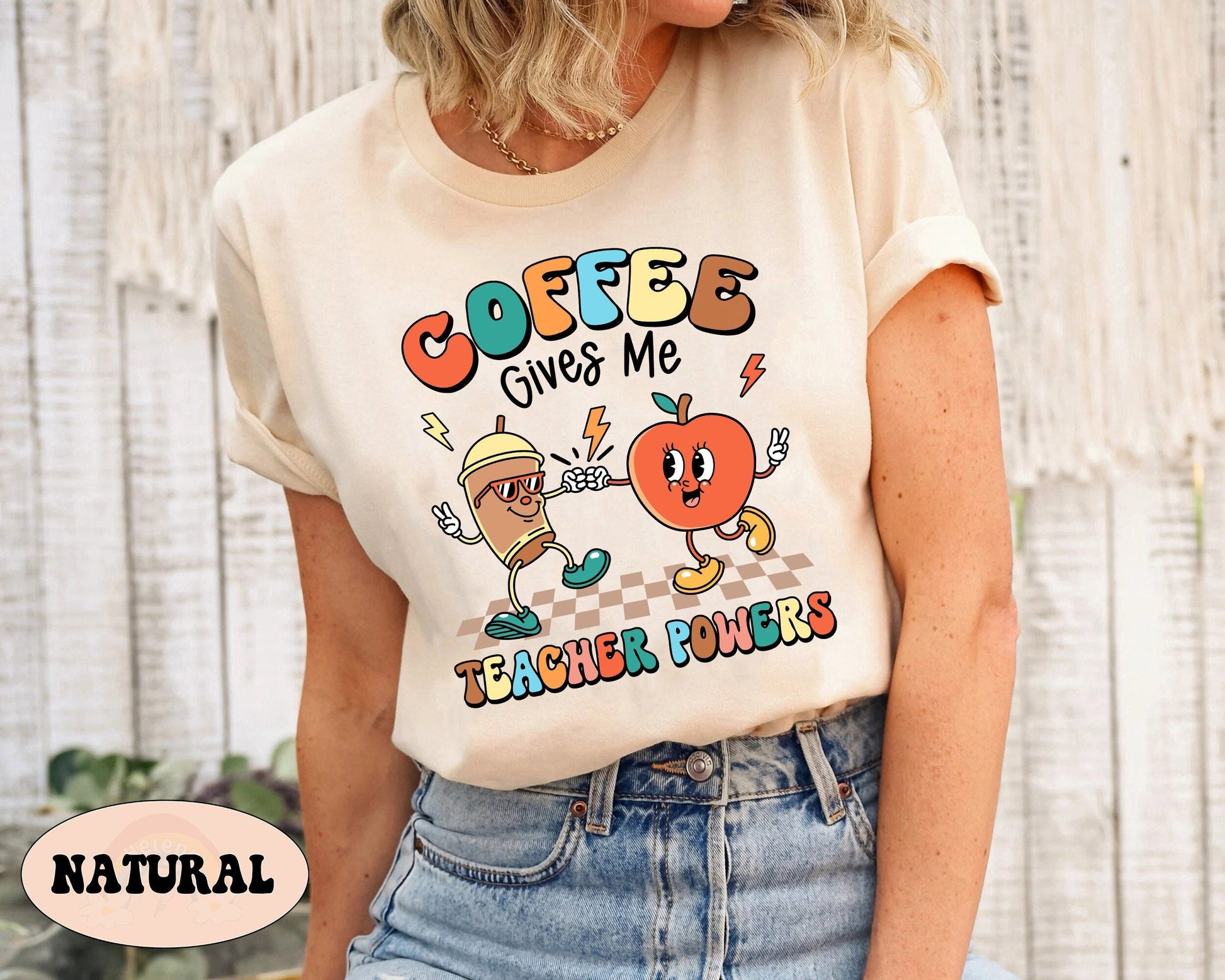 Teacher Shirt, Coffee Gives Me Teacher Powers, Half Teacher Half Coffee, Funny Teacher Shirt, Coffee Teacher, Teacher Appreciation Gift