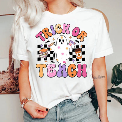 Teacher Halloween Shirt, Trick Or Teach Shirt, Spooky Teacher Shirt, Cute Ghost Teacher Tee, Kindergarten Teacher, Teacher Halloween Gift