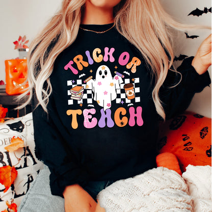 Teacher Halloween Shirt, Trick Or Teach Shirt, Spooky Teacher Shirt, Cute Ghost Teacher Tee, Kindergarten Teacher, Teacher Halloween Gift
