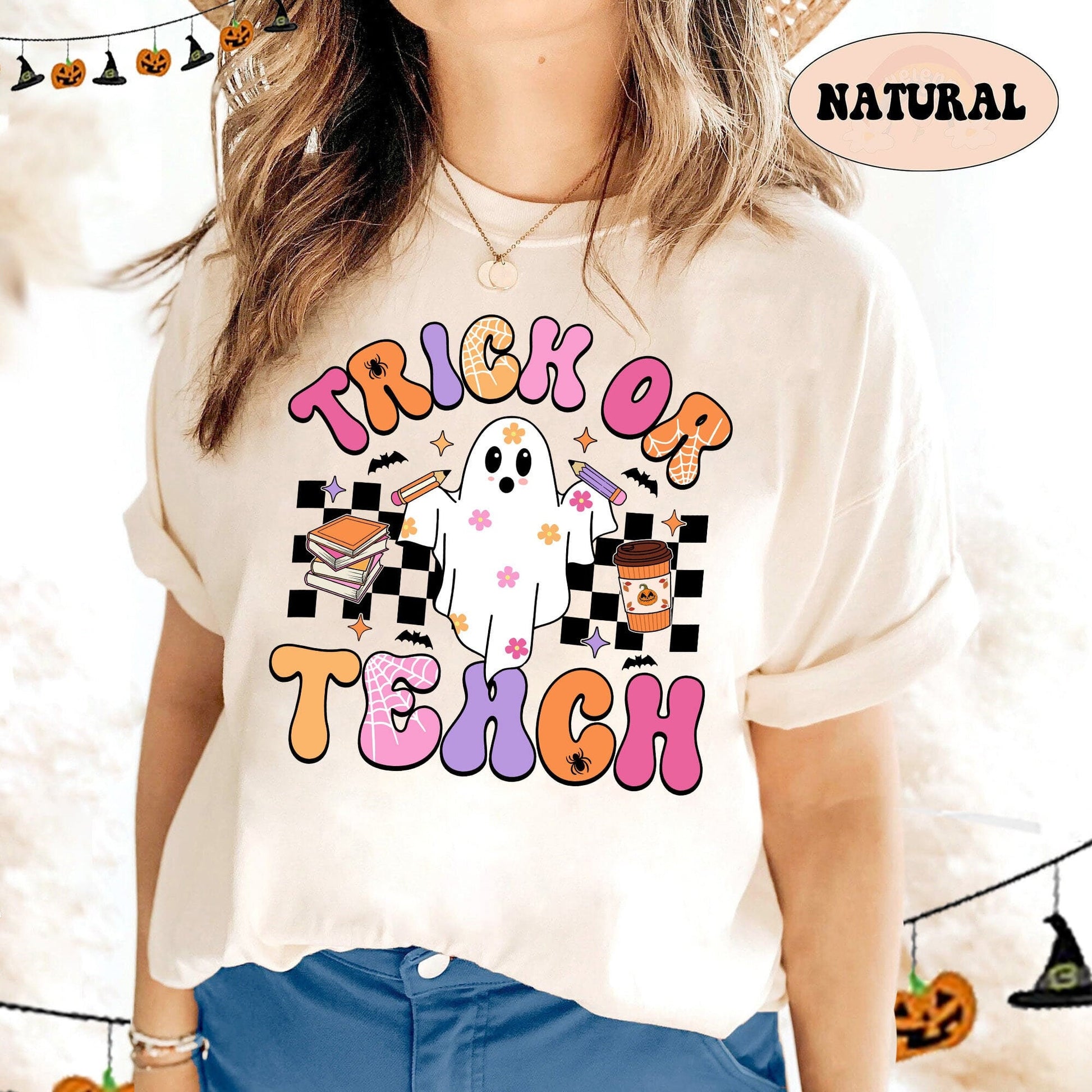 Teacher Halloween Shirt, Trick Or Teach Shirt, Spooky Teacher Shirt, Cute Ghost Teacher Tee, Kindergarten Teacher, Teacher Halloween Gift
