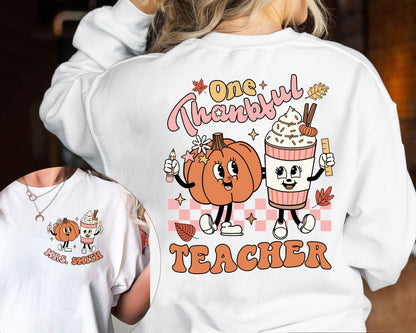 Teacher Shirt, One Thankful Teacher Shirt, Teacher Thanksgiving Shirt, Retro Fall Teacher Shirt, Pumpkin Teacher, Kindergarten Teacher