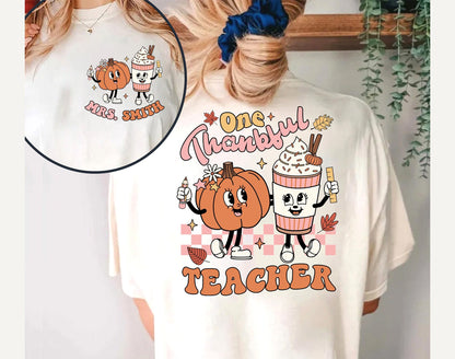 Teacher Shirt, One Thankful Teacher Shirt, Teacher Thanksgiving Shirt, Retro Fall Teacher Shirt, Pumpkin Teacher, Kindergarten Teacher