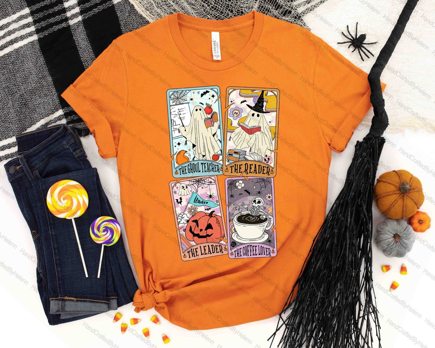 Teacher Halloween Shirt, Teacher Tarot Card Shirt, Retro Teacher Shirt, Halloween Ghost Tarot Card, Spooky Teacher, Kindergarten Teacher