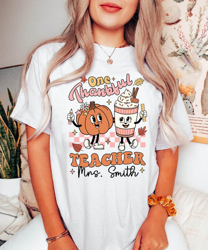 Teacher Shirt, One Thankful Teacher Shirt, Teacher Thanksgiving Shirt, Retro Fall Teacher Shirt, Pumpkin Teacher, Kindergarten Teacher