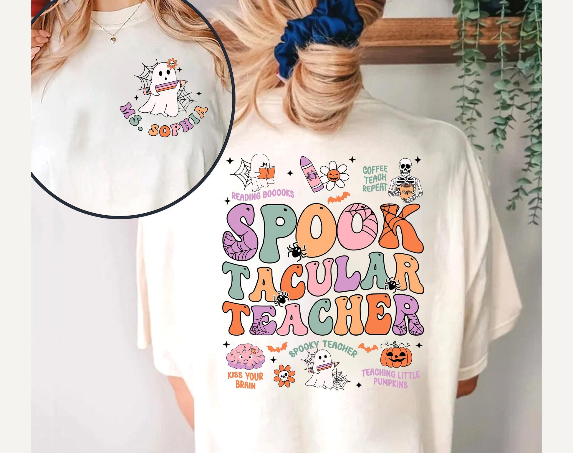 Teacher Halloween Shirt, Spooktacular Teacher Shirt, Cute Ghost Teacher Halloween Shirt, Kindergarten Teacher Tee, Teacher Halloween Gift