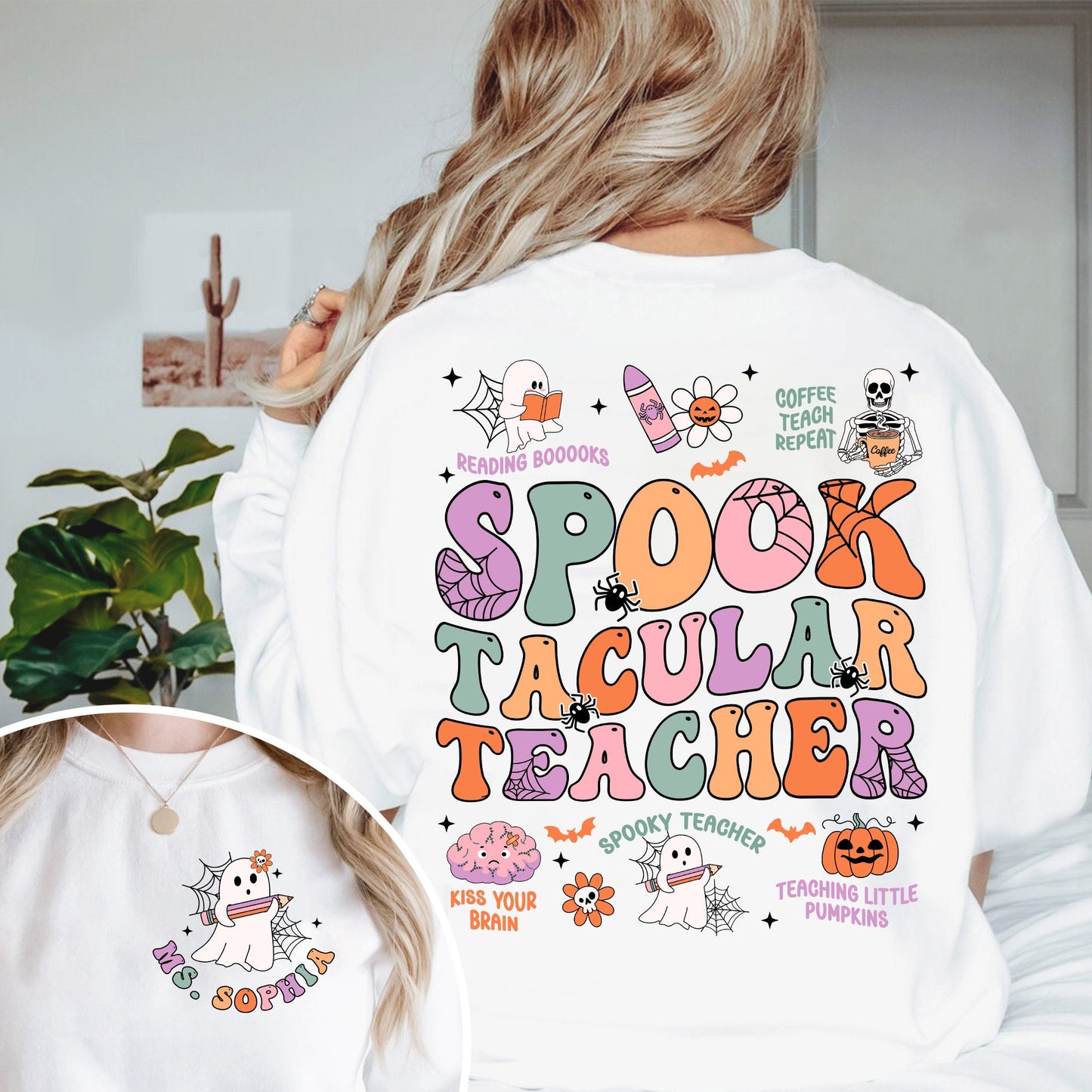 Teacher Halloween Shirt, Spooktacular Teacher Shirt, Cute Ghost Teacher Halloween Shirt, Kindergarten Teacher Tee, Teacher Halloween Gift