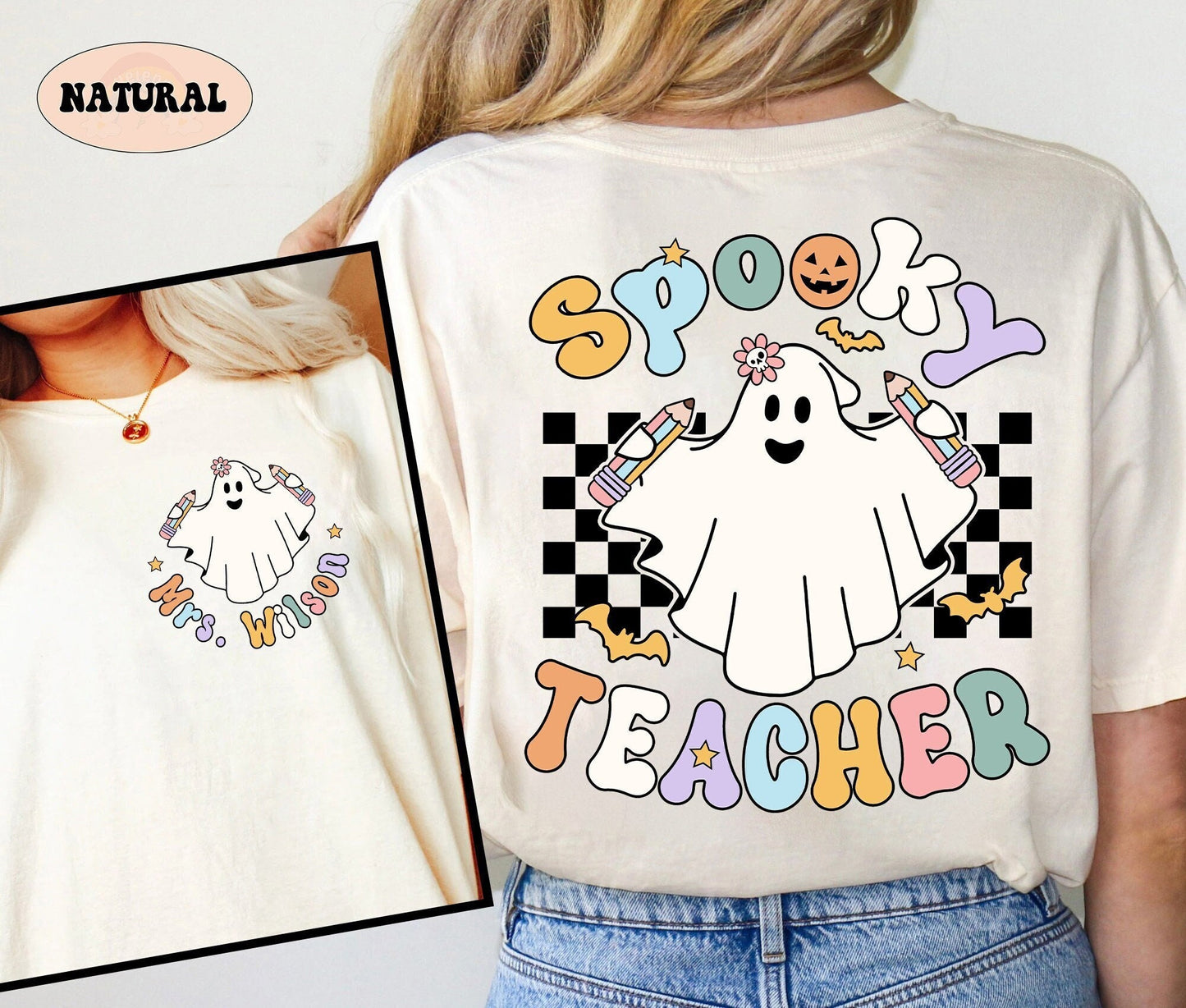 Teacher Halloween Shirt, Spooky Teacher Shirt, Custom Halloween Teacher Shirt, Halloween Shirt, Teacher Halloween Gift, Kindergarten Teacher