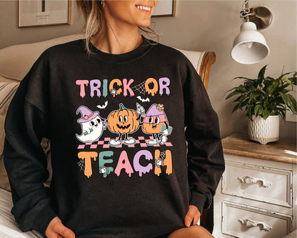 Teacher Halloween Shirt, Trick Or Teach Shirt, Spooky Teacher, Groovy Teacher Halloween Sweatshirt, Pumpkin Teacher, Teacher Halloween Gift