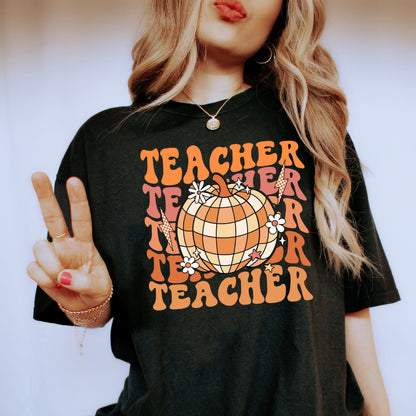 Teacher Shirt, Retro Fall Teacher Shirt, Fall Vibes Teacher Shirt, Pumpkin Teacher Shirt, Back To School Autumn, Teacher Appreciation Gift