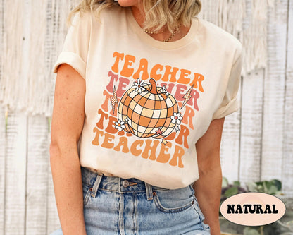 Teacher Shirt, Retro Fall Teacher Shirt, Fall Vibes Teacher Shirt, Pumpkin Teacher Shirt, Back To School Autumn, Teacher Appreciation Gift