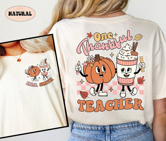Teacher Shirt, One Thankful Teacher Shirt, Teacher Thanksgiving Shirt, Retro Fall Teacher Shirt, Pumpkin Teacher, Kindergarten Teacher