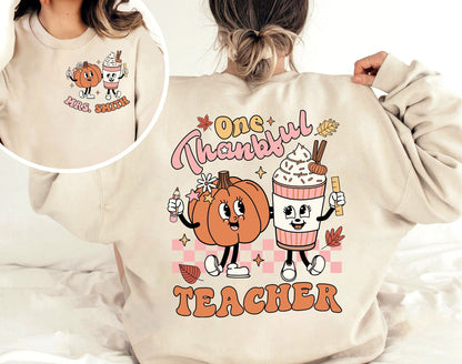 Teacher Shirt, One Thankful Teacher Shirt, Teacher Thanksgiving Shirt, Retro Fall Teacher Shirt, Pumpkin Teacher, Kindergarten Teacher