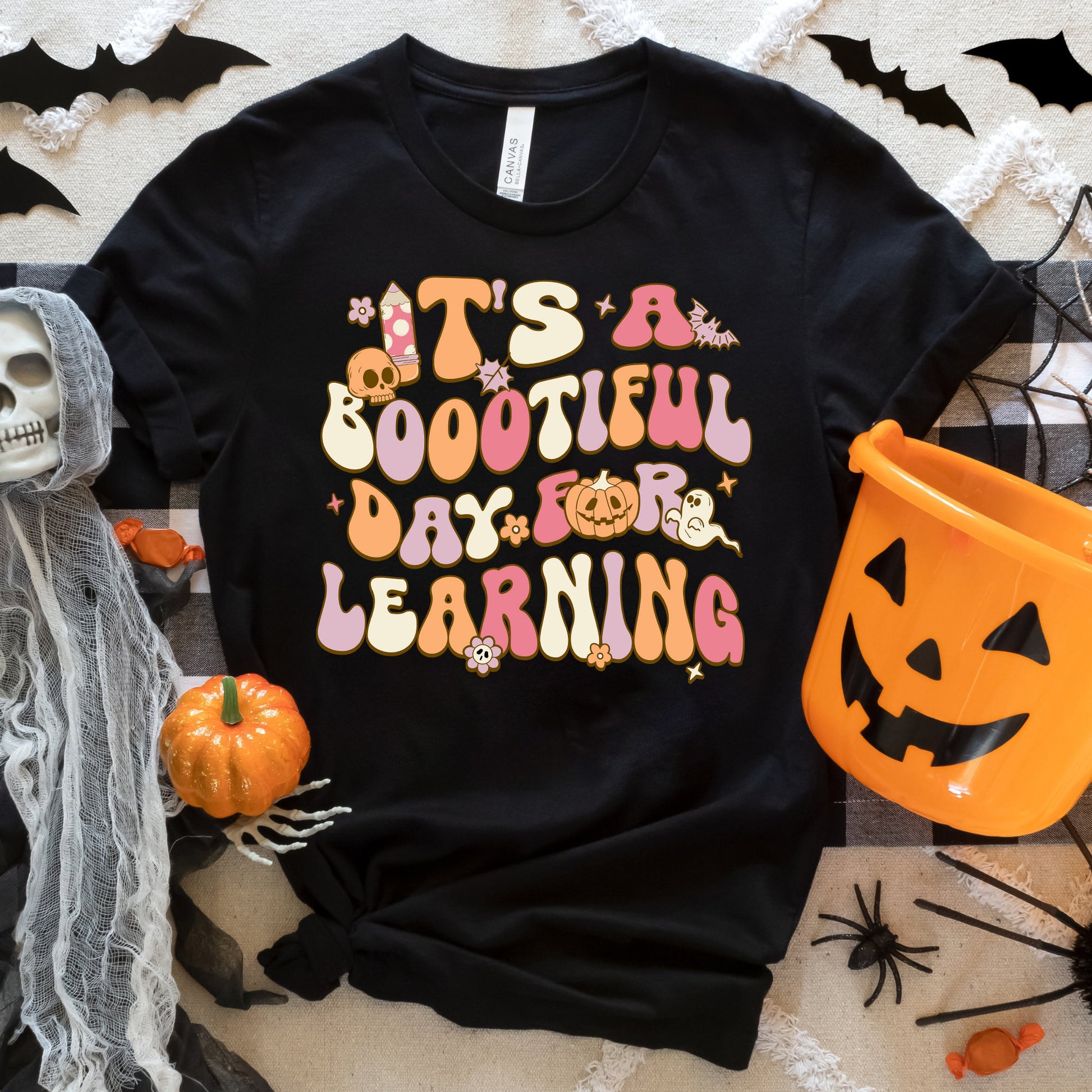 Teacher Halloween Shirt, It's A Beautiful Day For Learning, Trick Or Teach, Spooky Teacher, Kindergarten Teacher, Teacher Halloween Gift