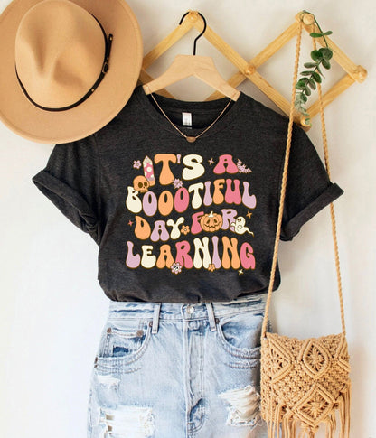 Teacher Halloween Shirt, It's A Beautiful Day For Learning, Trick Or Teach, Spooky Teacher, Kindergarten Teacher, Teacher Halloween Gift