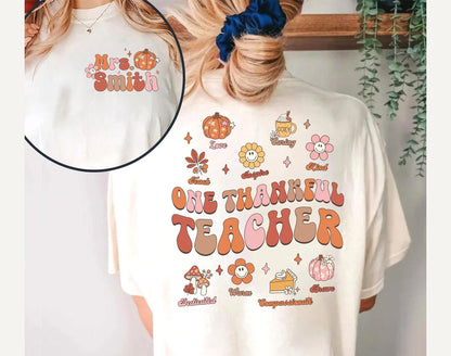 Teacher Shirt, One Thankful Teacher Shirt, Teacher Thanksgiving Shirt, Retro Fall Teacher Shirt, Pumpkin Teacher Tee, Kindergarten Teacher