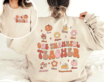 Teacher Shirt, One Thankful Teacher Shirt, Teacher Thanksgiving Shirt, Retro Fall Teacher Shirt, Pumpkin Teacher Tee, Kindergarten Teacher