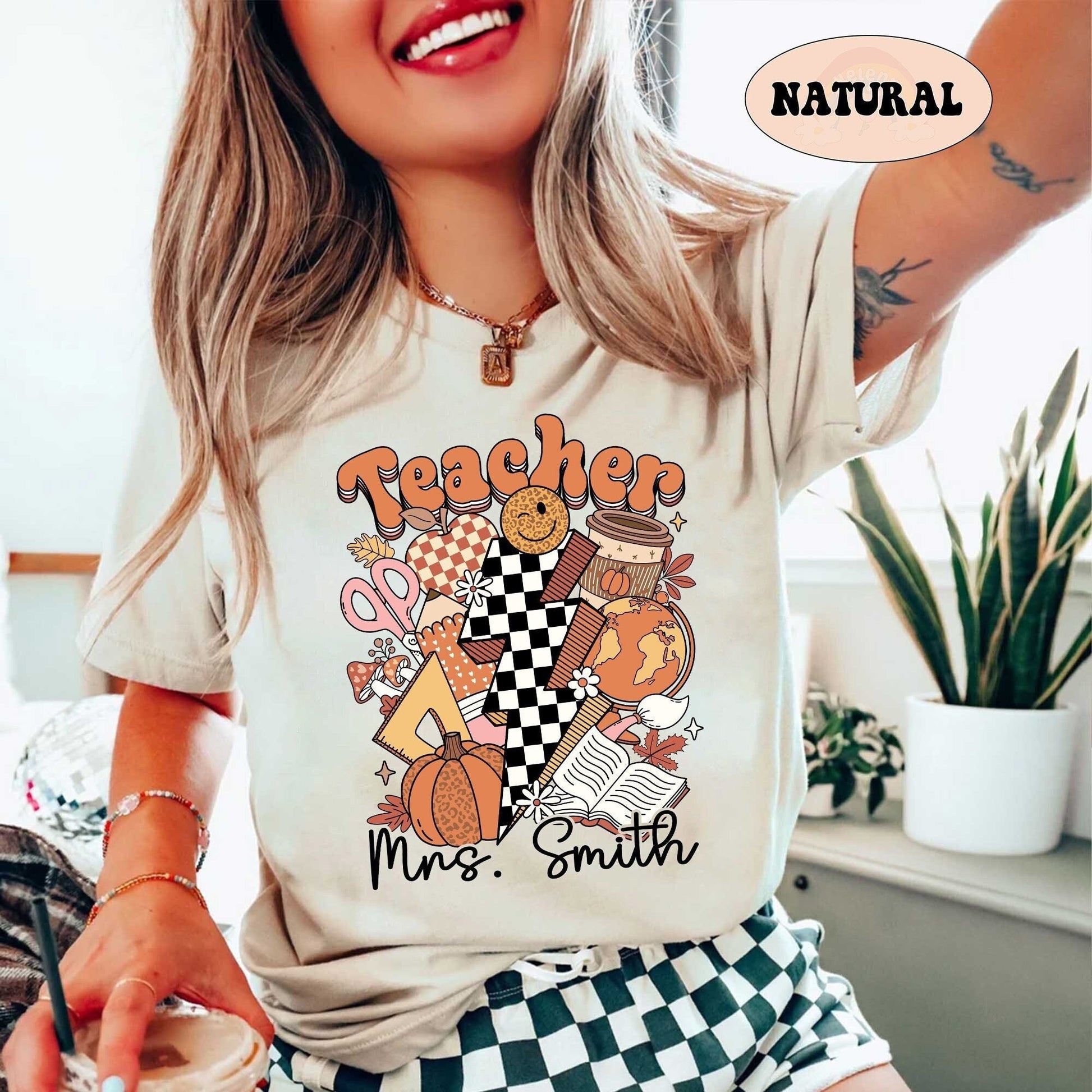 Teacher Shirt, Retro Fall Teacher Shirt, Pumpkin Teacher Shirt, Custom Teacher Fall Shirt, Back To School Autumn, Teacher Appreciation Gift