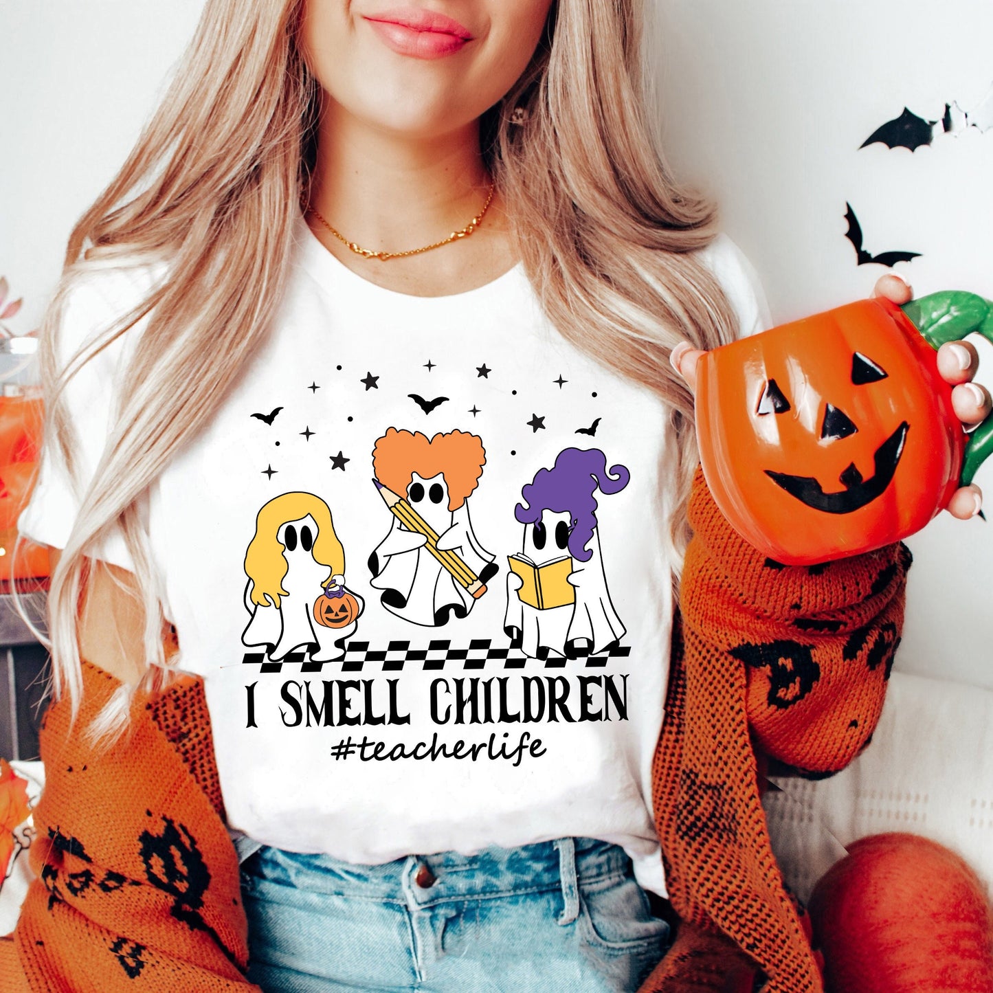 Teacher Halloween Shirt, I Smell Children Shirt, Teacher Life Shirt, Spooky Teacher Shirt, Cute Ghost Teacher Shirt, Teacher Halloween Gift
