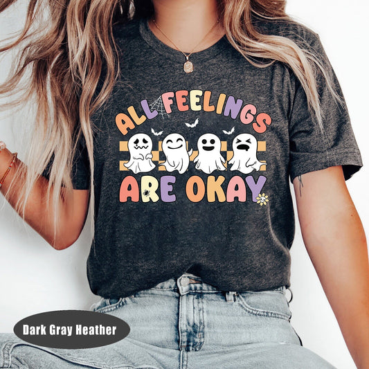 School Psychologist Shirt, All Feelings Are Okay Shirt, School Psych Halloween, Cute Ghost Halloween Shirt, Mental Health, School Psych Gift