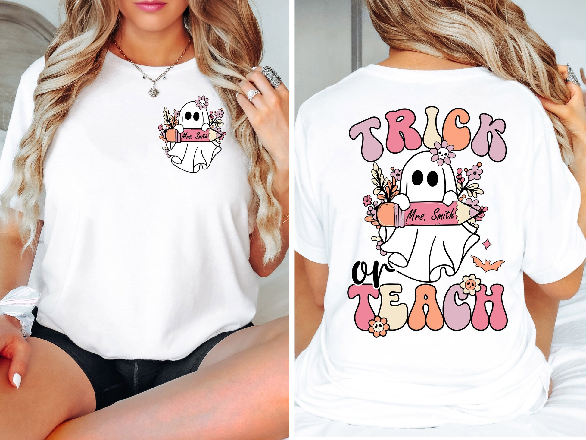 Teacher Halloween Shirt, Trick Or Teach Shirt, Spooky Teacher Shirt, Custom Teacher Halloween Shirt, Ghost Teacher, Teacher Halloween Gift