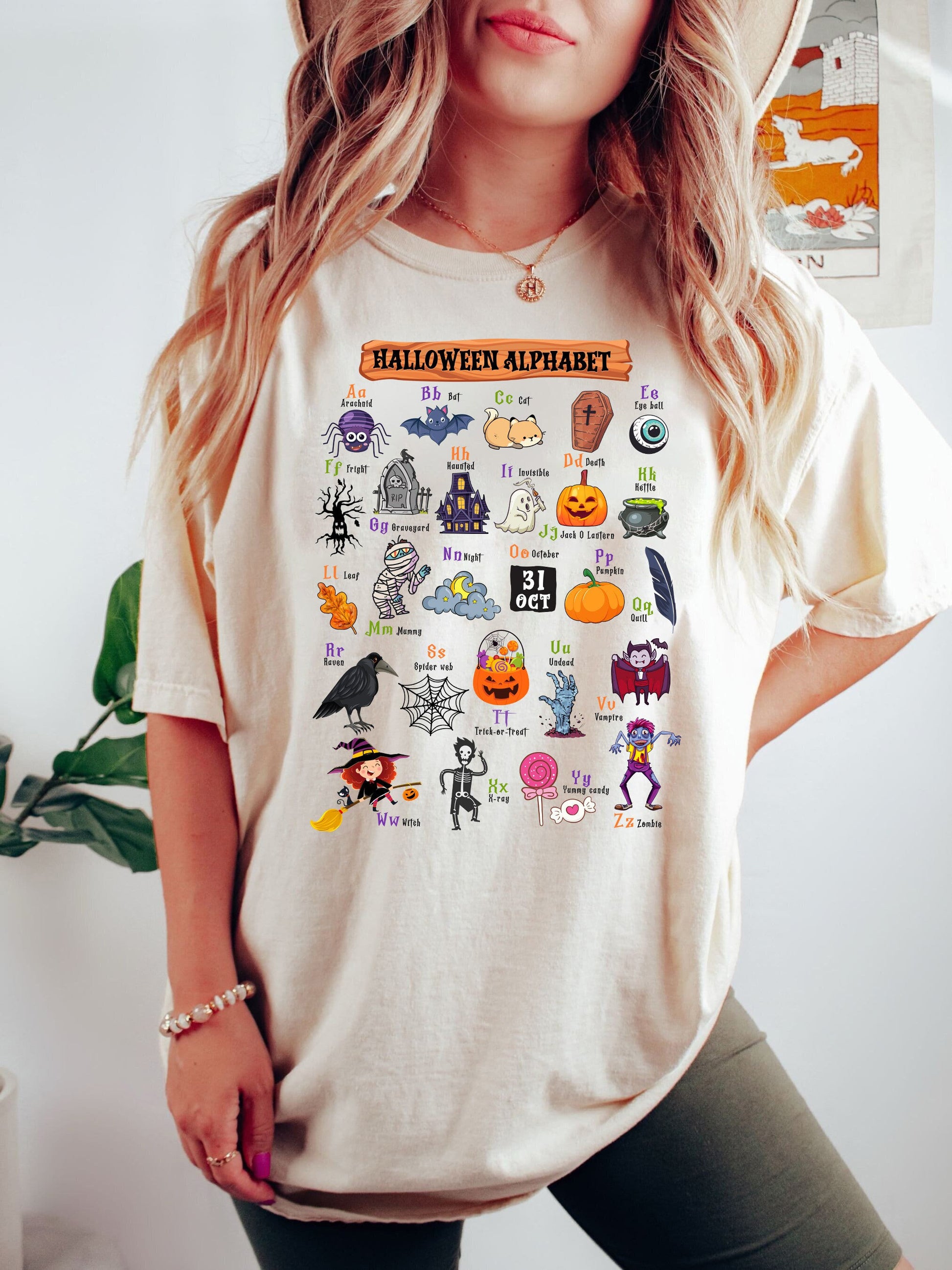 Teacher Halloween Shirt Halloween Alphabet, Trick Or Teach Spooky Teacher Shirt, Halloween ABC, Kindergarten Teacher, Teacher Halloween Gift