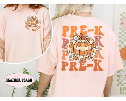 Teacher Shirt, Pre-K Teacher Shirt, Custom PreK Teacher Shirt, Retro Fall Teacher Shirt, Pumpkin Teacher Shirt, Teacher Appreciation Gift