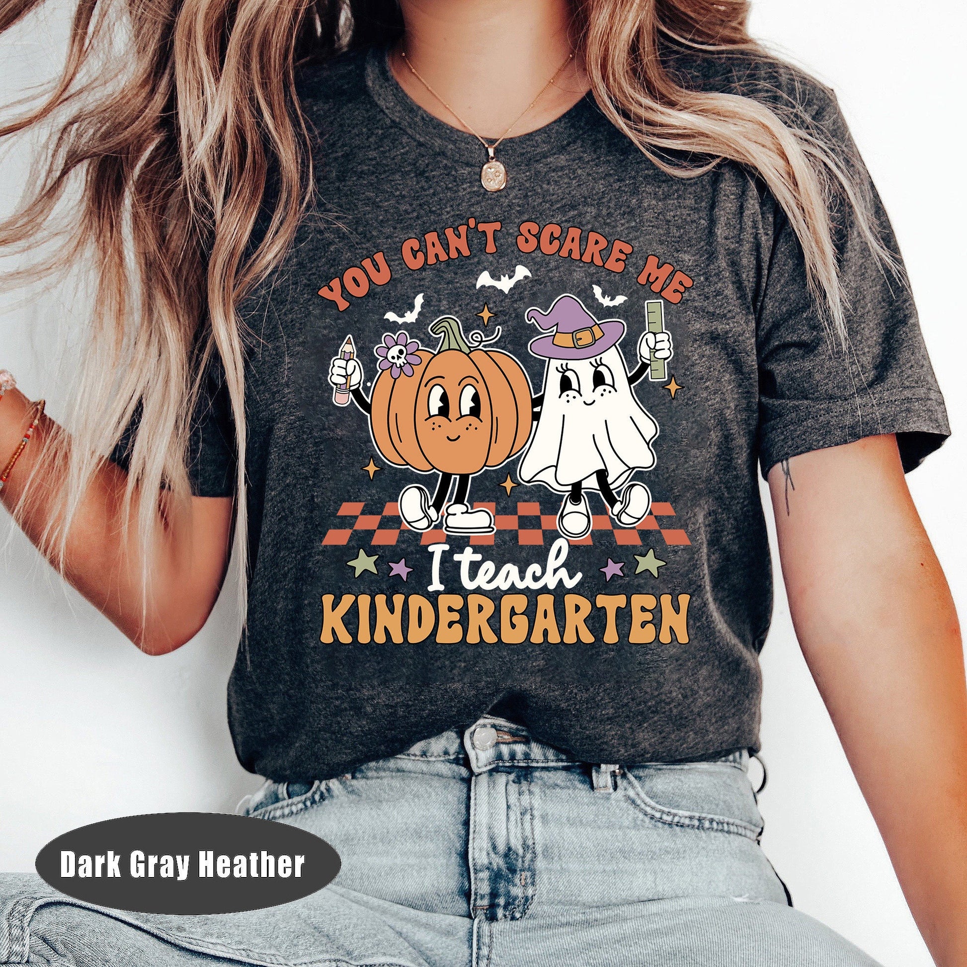 Teacher Halloween Shirt, You Can't Scare Me I'm A Teacher Shirt, Spooky Teacher Shirt, Kindergarten Teacher Shirt, Retro Halloween Teacher