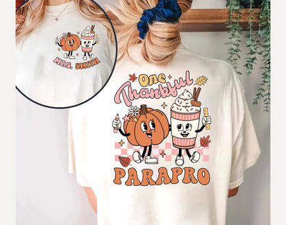 Paraprofessional Shirt, One Thankful Parapro Shirt, Paraprofessional Thanksgiving Shirt, Retro Fall Shirt, Custom Para Shirt, Parapro Gift
