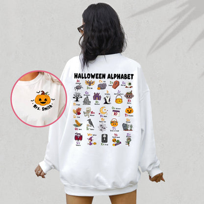 Teacher Shirt, Halloween Alphabet Shirt, Teacher Halloween Shirt, Spooky Teacher, Kindergarten Teacher Alphabet, Teacher Halloween Gift