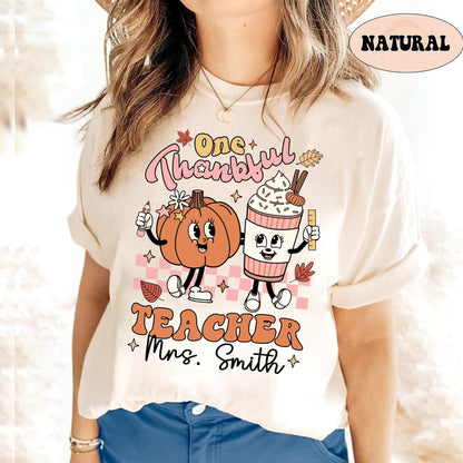 Teacher Shirt, One Thankful Teacher Shirt, Teacher Thanksgiving Shirt, Retro Fall Teacher Shirt, Pumpkin Teacher, Kindergarten Teacher