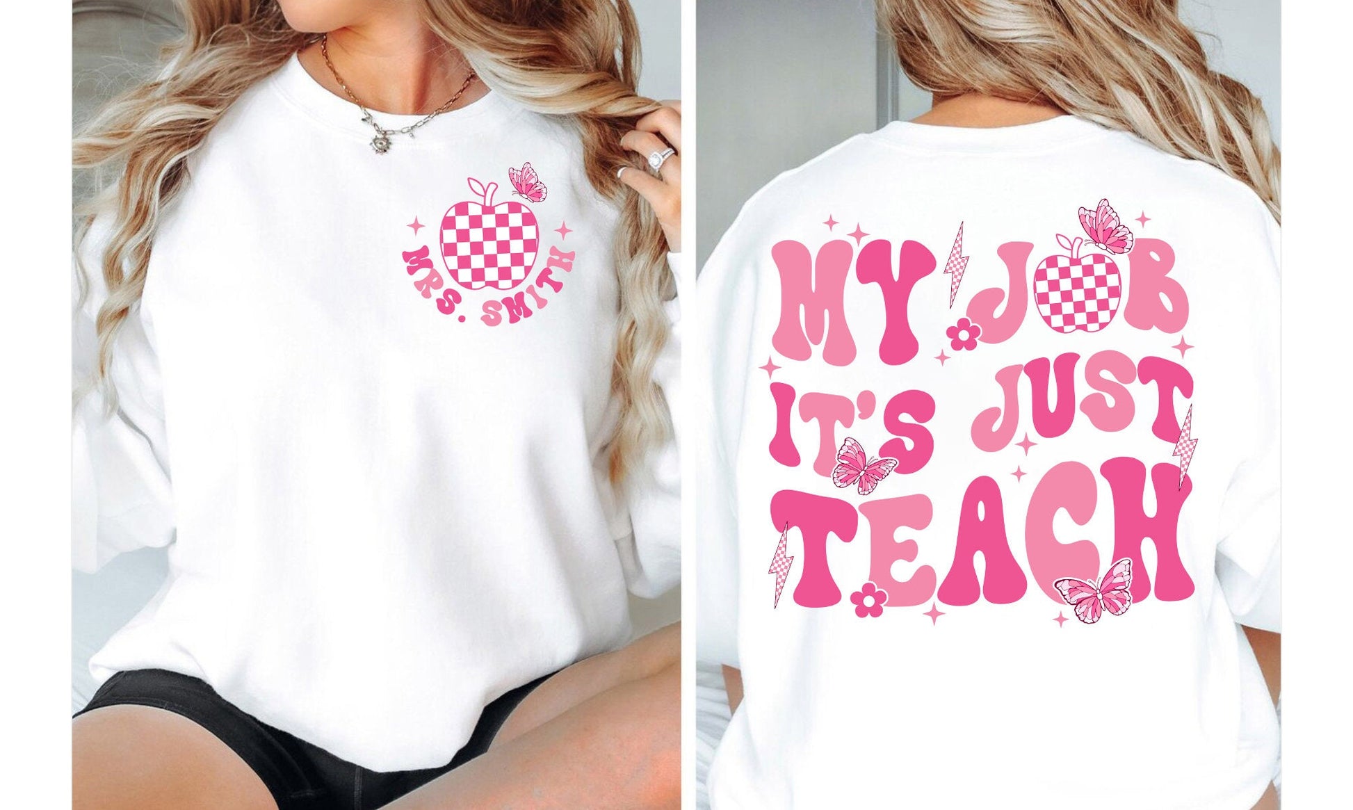 Teacher Shirt, My Job It's Just Teach Shirt, Retro Pink Teacher Shirt, My Job Is Teach Shirt, Funny Teacher Shirt, Teacher Appreciation Gift