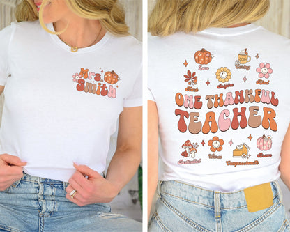 Teacher Shirt, One Thankful Teacher Shirt, Teacher Thanksgiving Shirt, Retro Fall Teacher Shirt, Pumpkin Teacher Tee, Kindergarten Teacher