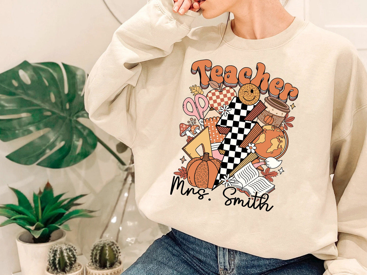 Teacher Shirt, Retro Fall Teacher Shirt, Pumpkin Teacher Shirt, Custom Teacher Fall Shirt, Back To School Autumn, Teacher Appreciation Gift