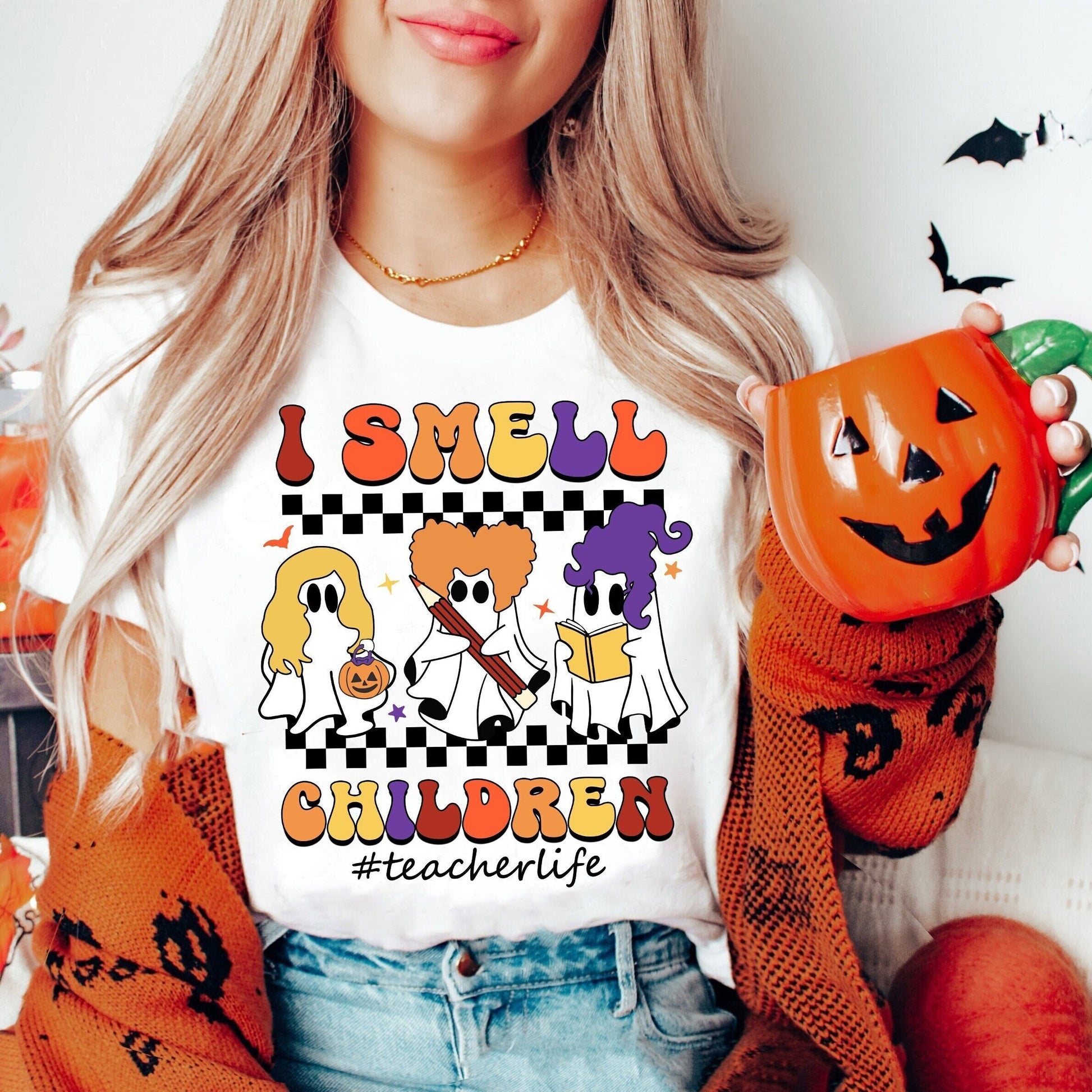 Teacher Halloween Shirt, I Smell Children Shirt, Teacher Life Shirt, Spooky Teacher Shirt, Cute Ghost Teacher Shirt, Teacher Halloween Gift