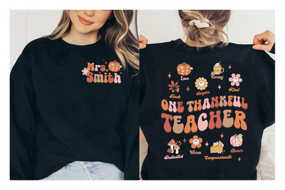 Teacher Shirt, One Thankful Teacher Shirt, Teacher Thanksgiving Shirt, Retro Fall Teacher Shirt, Pumpkin Teacher Tee, Kindergarten Teacher