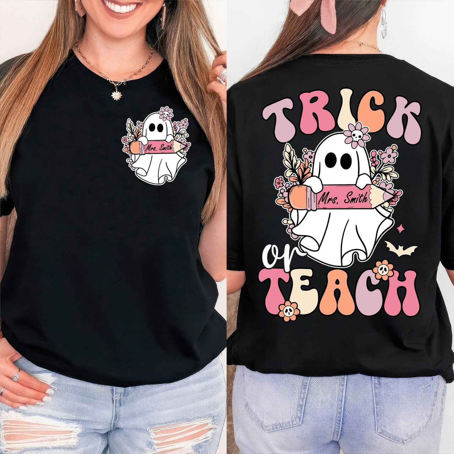 Teacher Halloween Shirt, Trick Or Teach Shirt, Spooky Teacher Shirt, Custom Teacher Halloween Shirt, Ghost Teacher, Teacher Halloween Gift