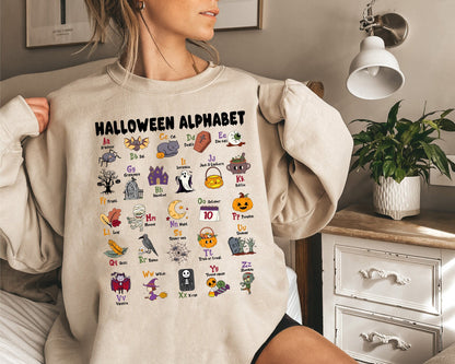 Teacher Halloween Shirt, Halloween Alphabet Shirt, Spooky Teacher Shirt, Kindergarten Teacher, Teacher Sweatshirt, Teacher Halloween Gift