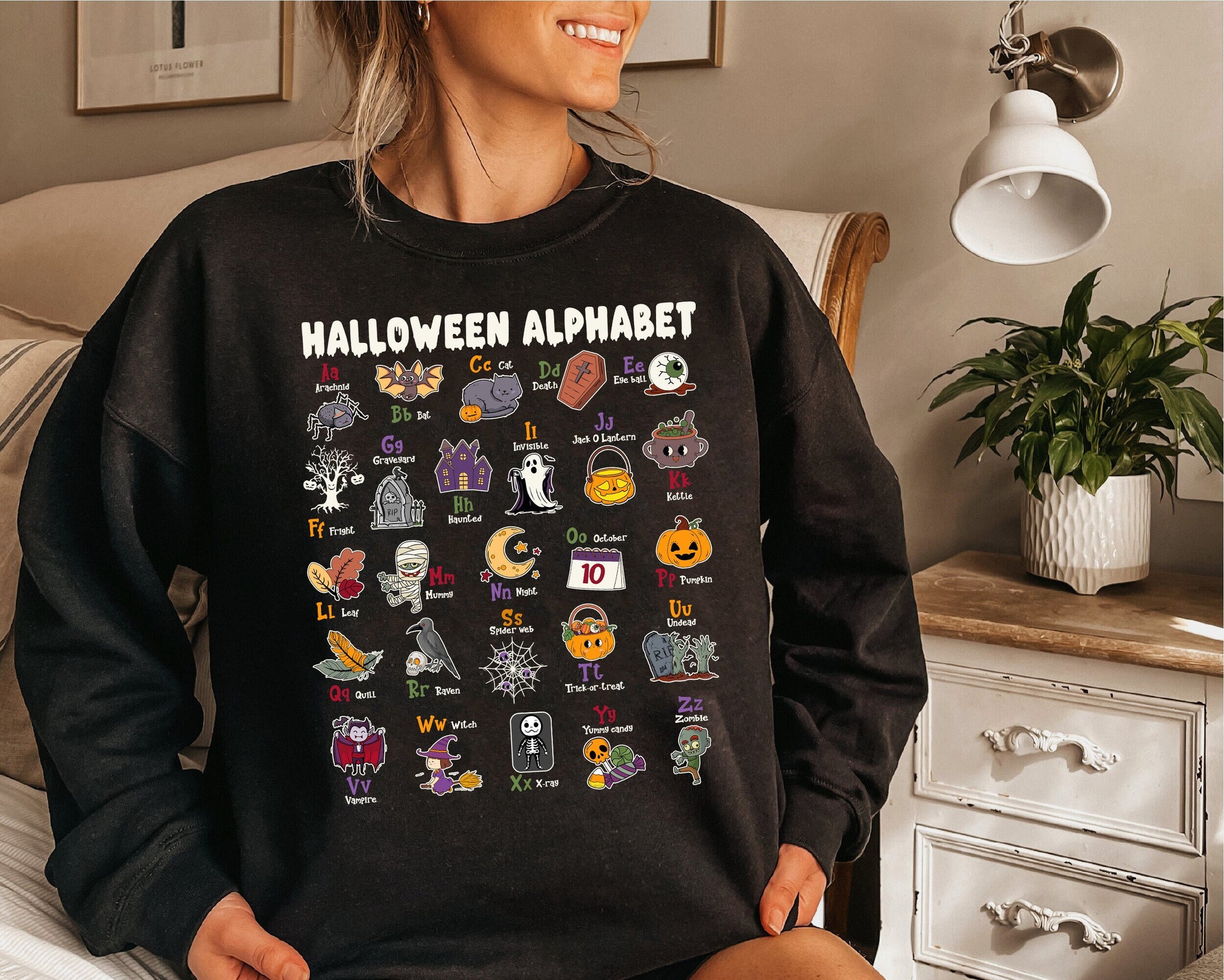 Teacher Halloween Shirt, Halloween Alphabet Shirt, Spooky Teacher Shirt, Kindergarten Teacher, Teacher Sweatshirt, Teacher Halloween Gift