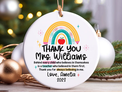 Personalized Teacher Ornament Christmas Teacher Gift, Thank You Gift Gift From Student Teacher Christmas Ornament, Teacher Appreciation Gift