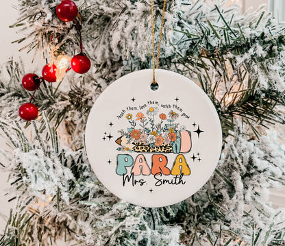 Custom Paraprofessional Ornament, Christmas Parapro Gift, Personalized Christmas Gifts For Parapro, Flower Paraprofessional Ornament Gift