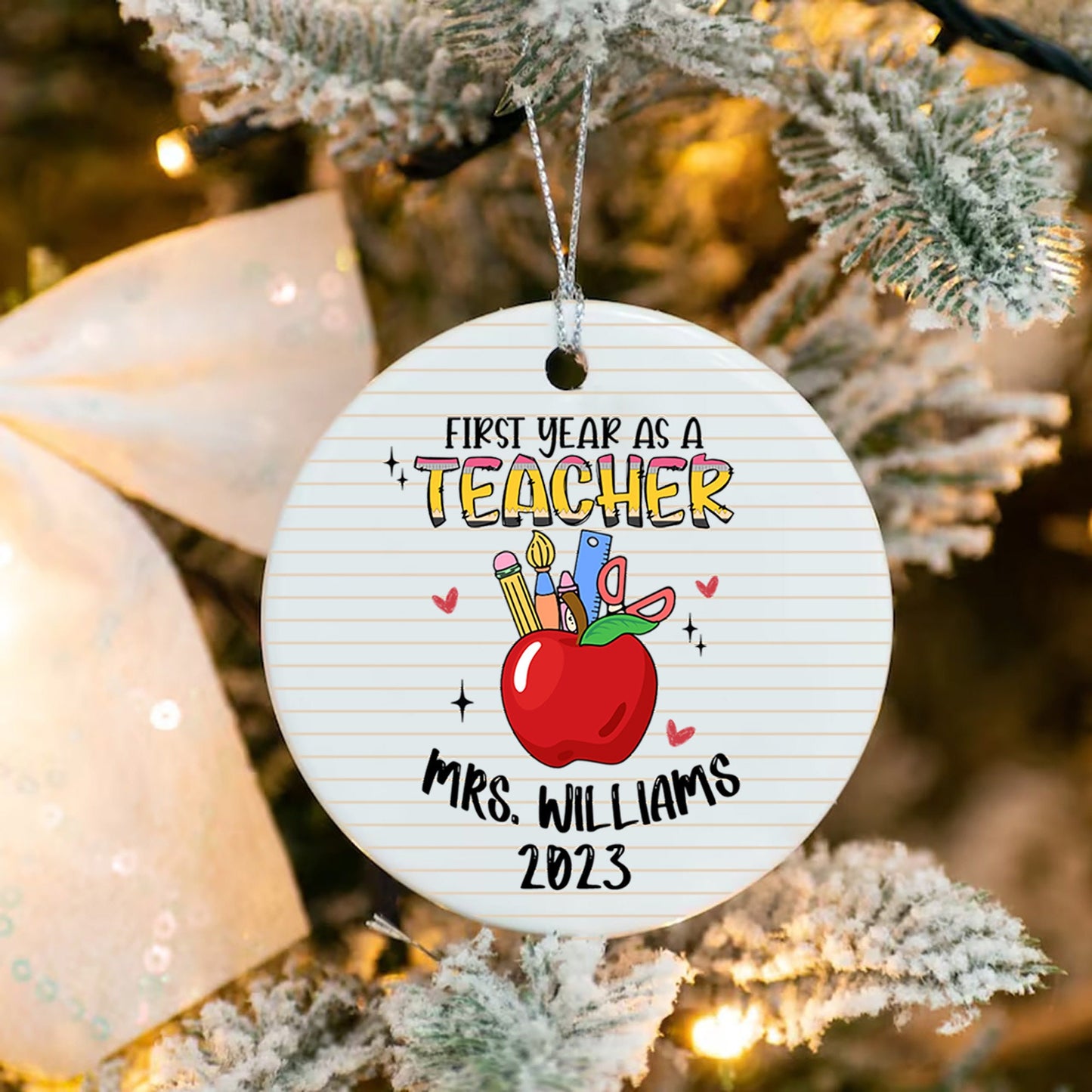 Personalized Teacher Ornament, First Year As A Teacher Ornament, Christmas Gifts For Teacher, Teacher Ornament Gift, Christmas Teacher Gift