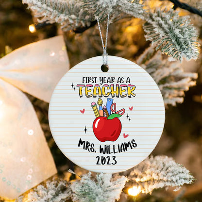 Personalized Teacher Ornament, First Year As A Teacher Ornament, Christmas Gifts For Teacher, Teacher Ornament Gift, Christmas Teacher Gift