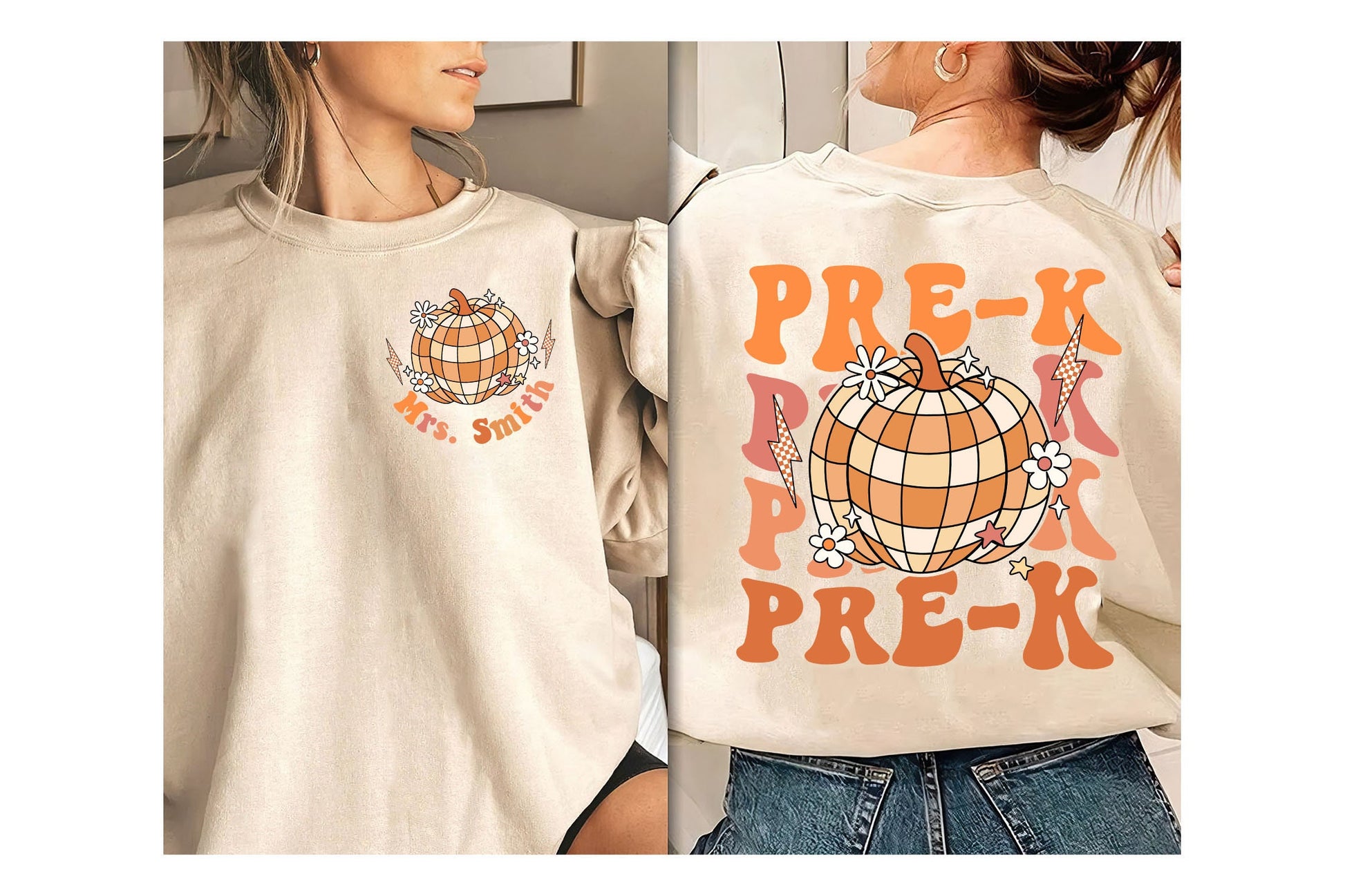 Teacher Shirt, Pre-K Teacher Shirt, Custom PreK Teacher Shirt, Retro Fall Teacher Shirt, Pumpkin Teacher Shirt, Teacher Appreciation Gift