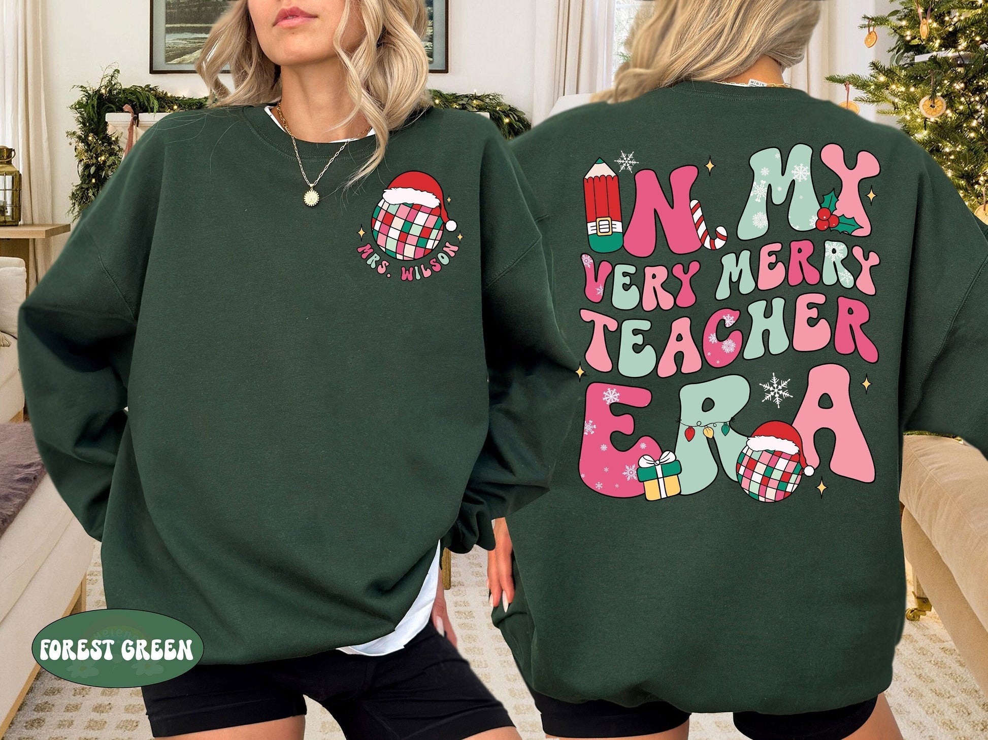 Teacher Christmas Sweatshirt, Very Merry Teacher Shirt, Custom Teacher Christmas Era, Christmas Teacher Sweatshirt, Teacher Christmas Gift