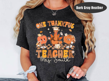 Teacher Shirt, One Thankful Teacher Shirt, Teacher Thanksgiving Shirt, Retro Fall Teacher Team Shirt, Pumpkin Teacher, Kindergarten Teacher