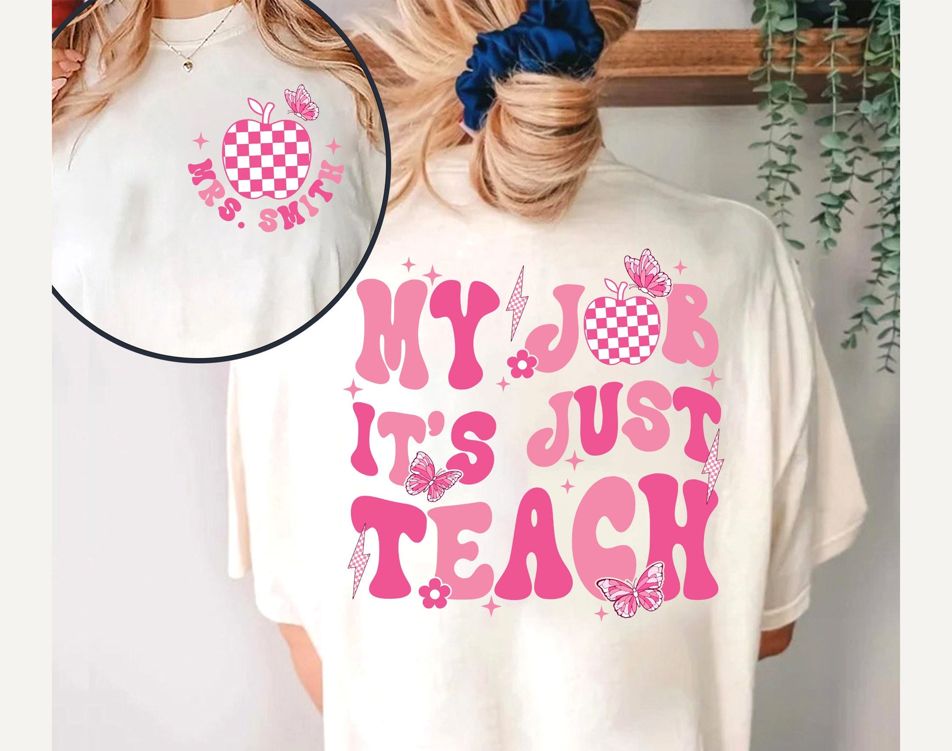 Teacher Shirt, My Job It's Just Teach Shirt, Retro Pink Teacher Shirt, My Job Is Teach Shirt, Funny Teacher Shirt, Teacher Appreciation Gift